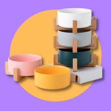 Load image into Gallery viewer, Premium Ceramic Bamboo Pet Bowl