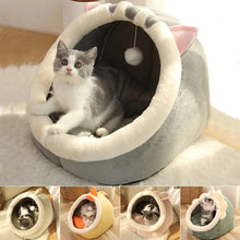 Load image into Gallery viewer, Plush Enclosed Egg-Shaped Cat Bed - Shaggy Waggy Pets