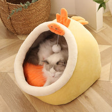 Load image into Gallery viewer, Plush Enclosed Egg-Shaped Cat Bed - Shaggy Waggy Pets
