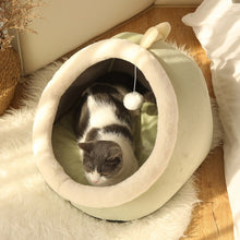Load image into Gallery viewer, Plush Enclosed Egg-Shaped Cat Bed - Shaggy Waggy Pets